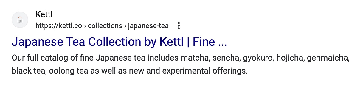 Meta description example from Kettl.co