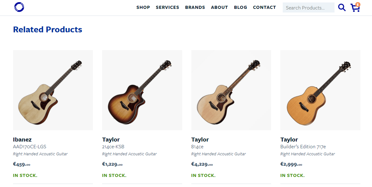 Раздел «Сопутствующие товары» в интернет-магазине гитар.