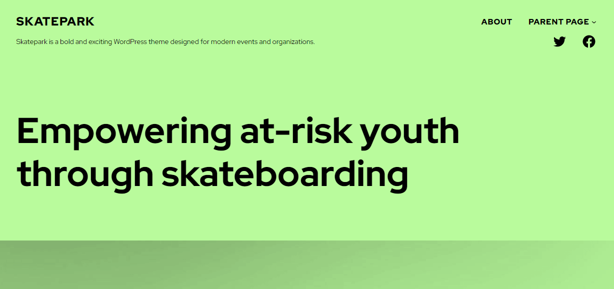Skatepark is one of the most bold and modern full site editing themes available.