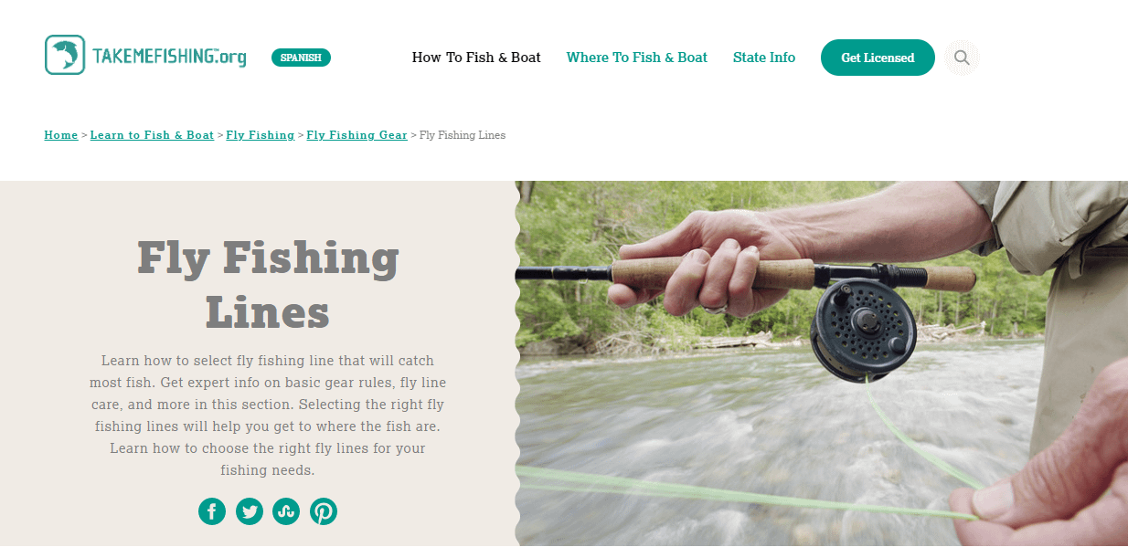 The Fly Fishing Lines page.