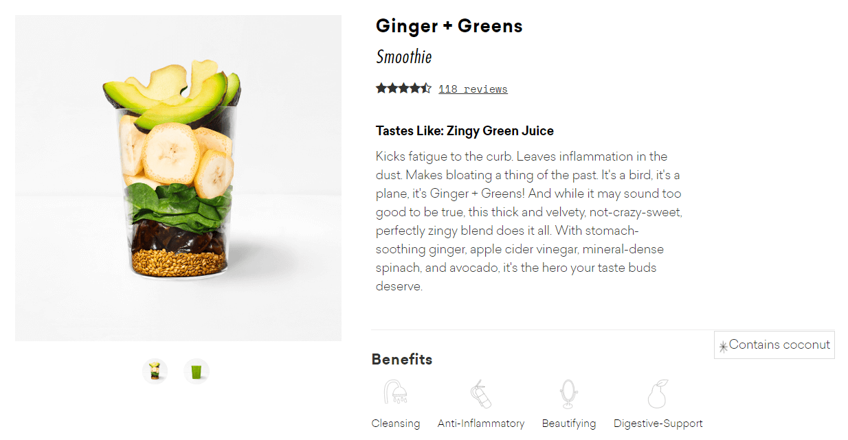 A product description for a smoothie.