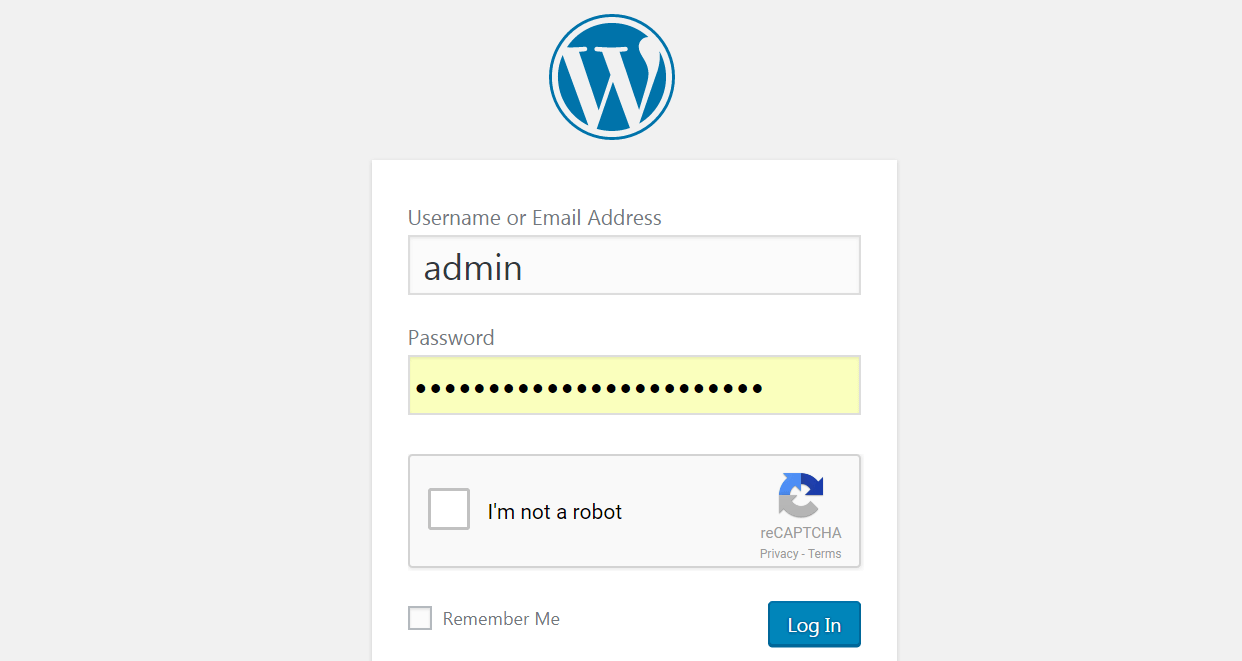 The WordPress login page.