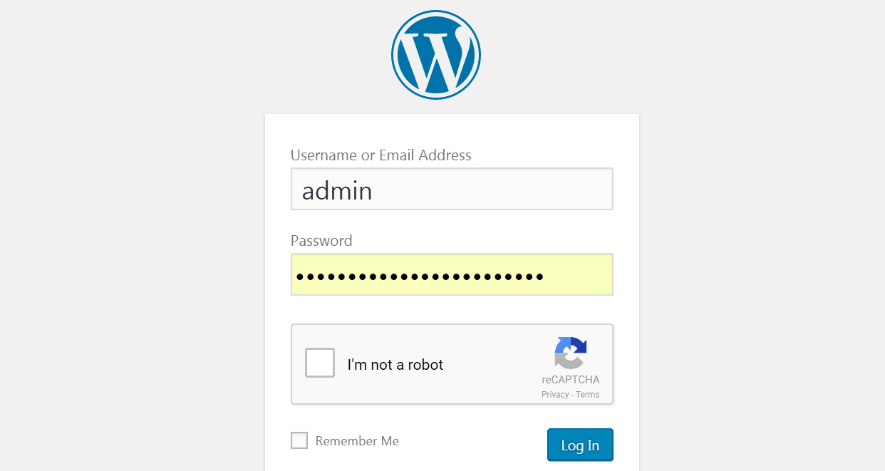 A WordPress CAPTCHA on a login page.