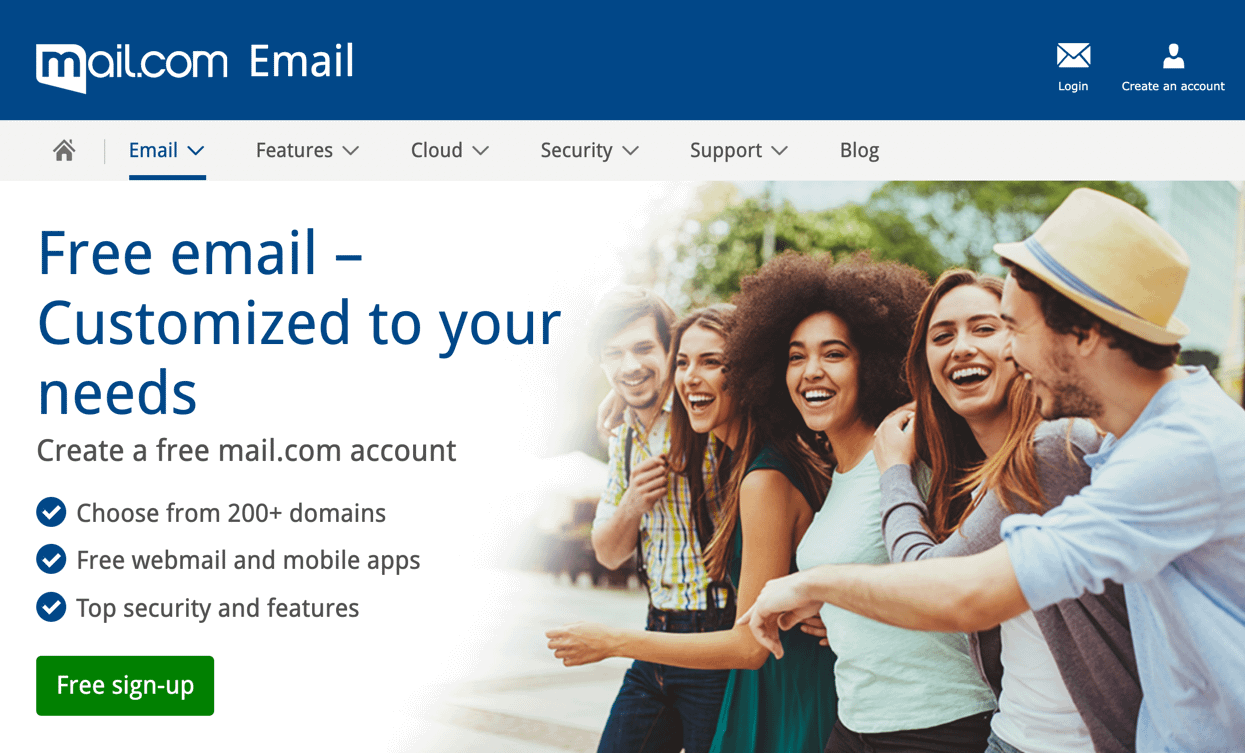 Mail.com has great email options