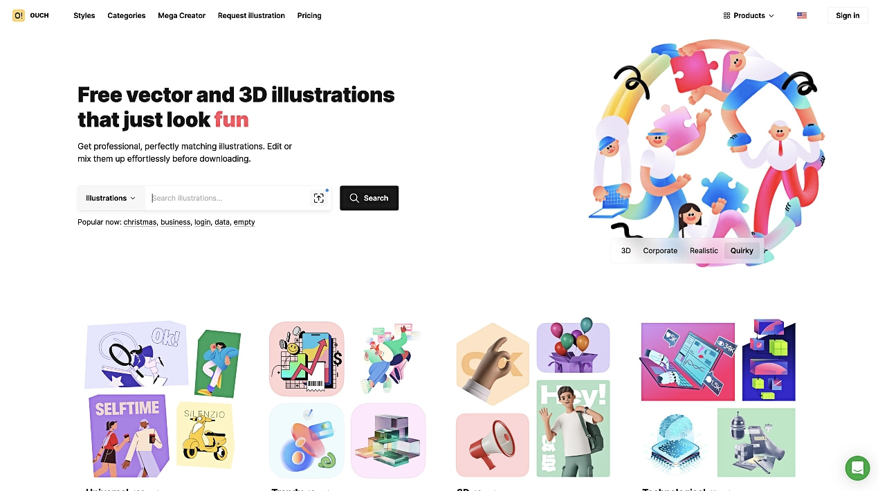 Ouch! has free vector and 3D illustrations