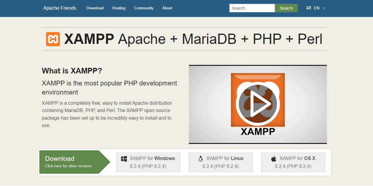 XAMPP web server software.