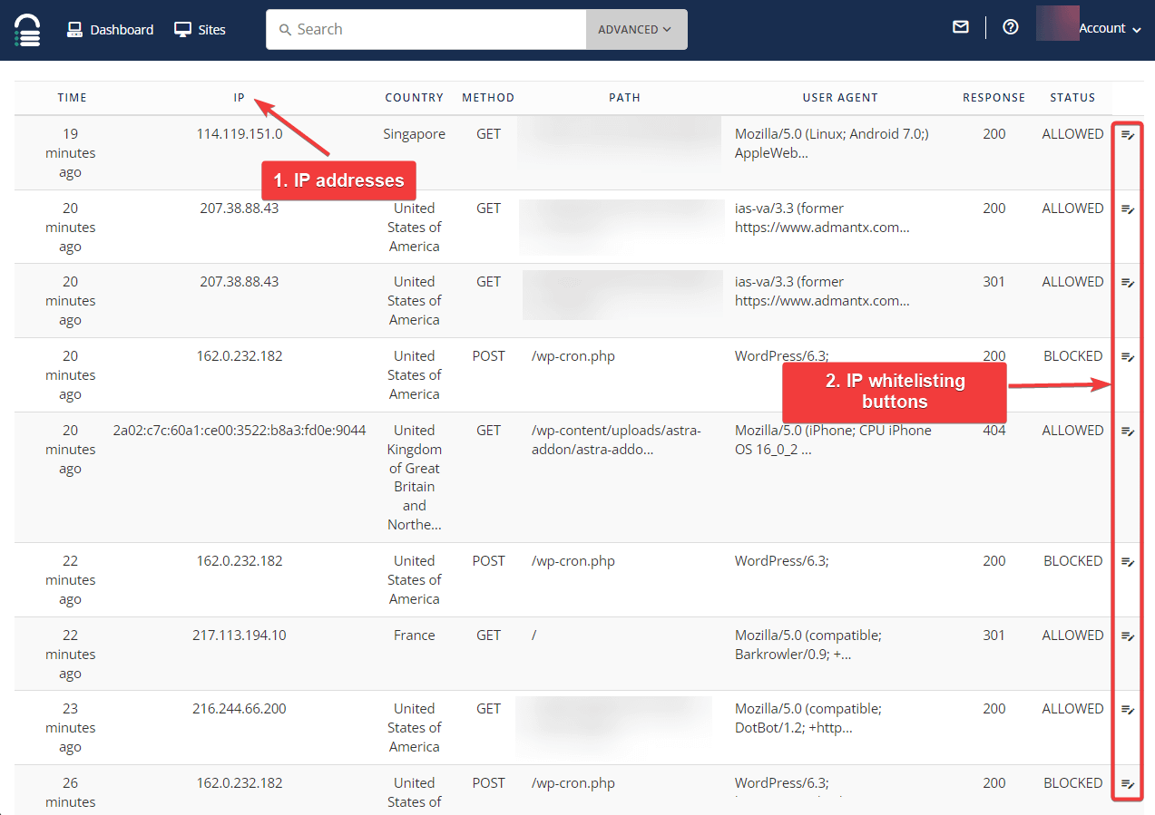 Whitelisting IPs in Malcare.