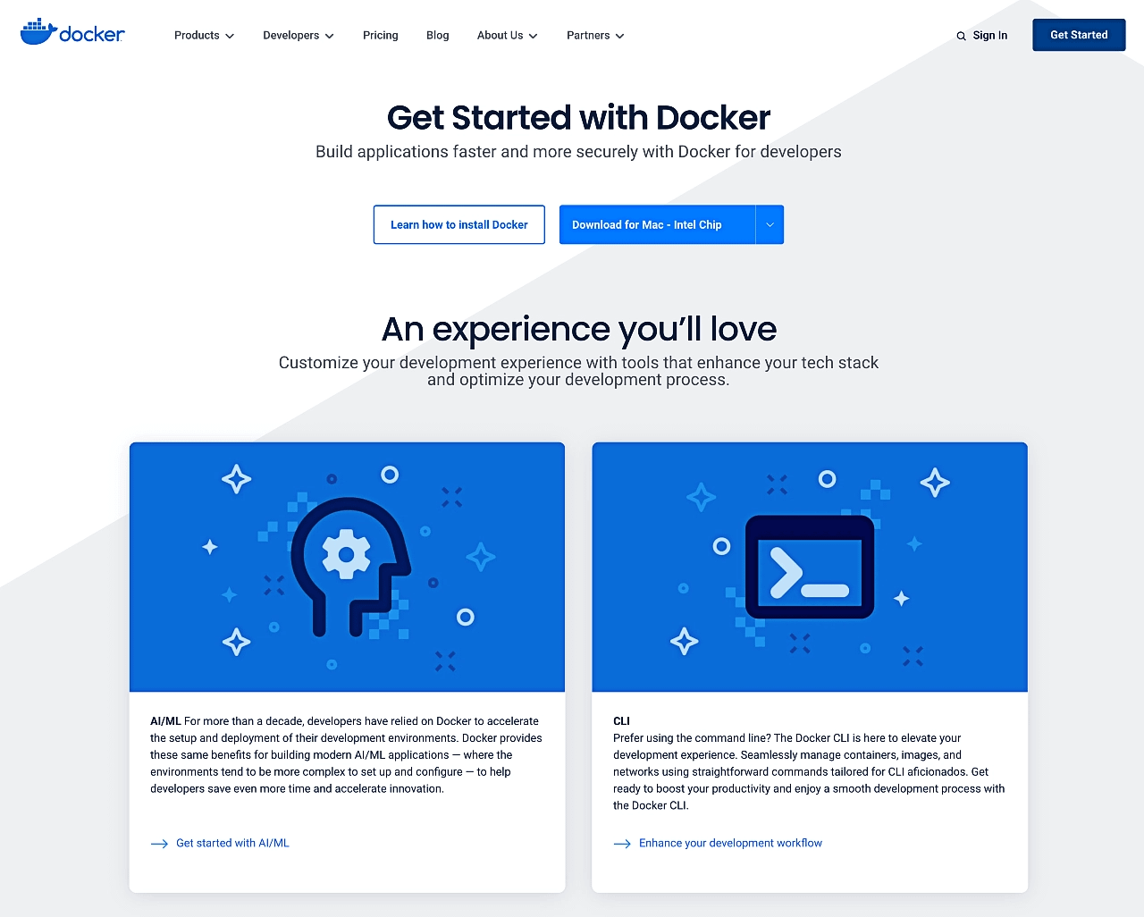Docker's Getting Started Page