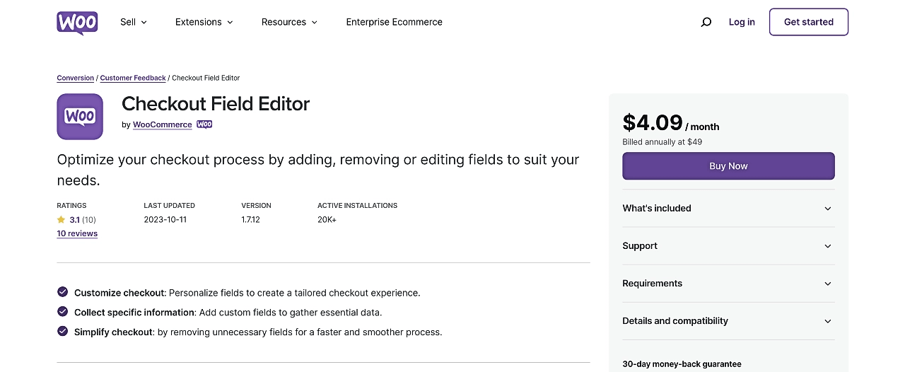 The Checkout Field Editor plugin.