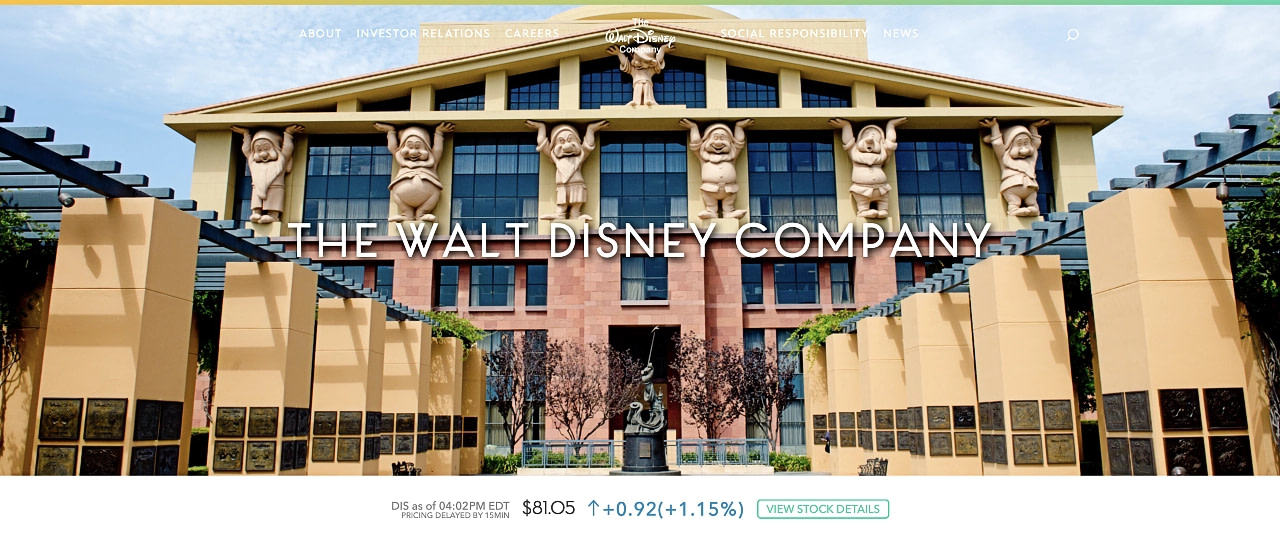 The Walt Disney Company website is an example of a WordPress-powered website