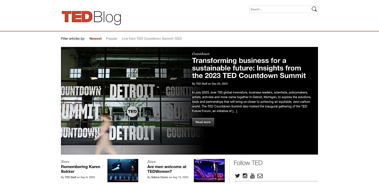 The TED Blog runs on WordPress