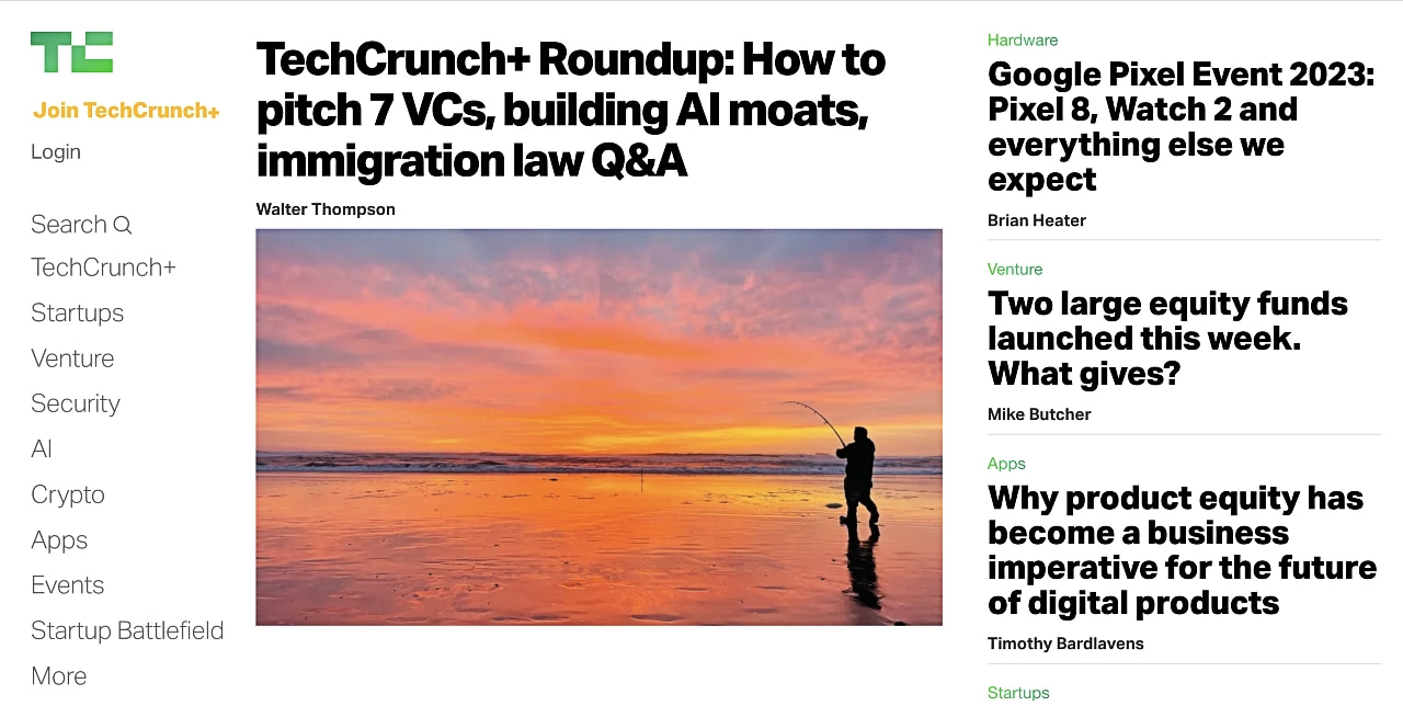 TechCrunch uses WordPress to power their website