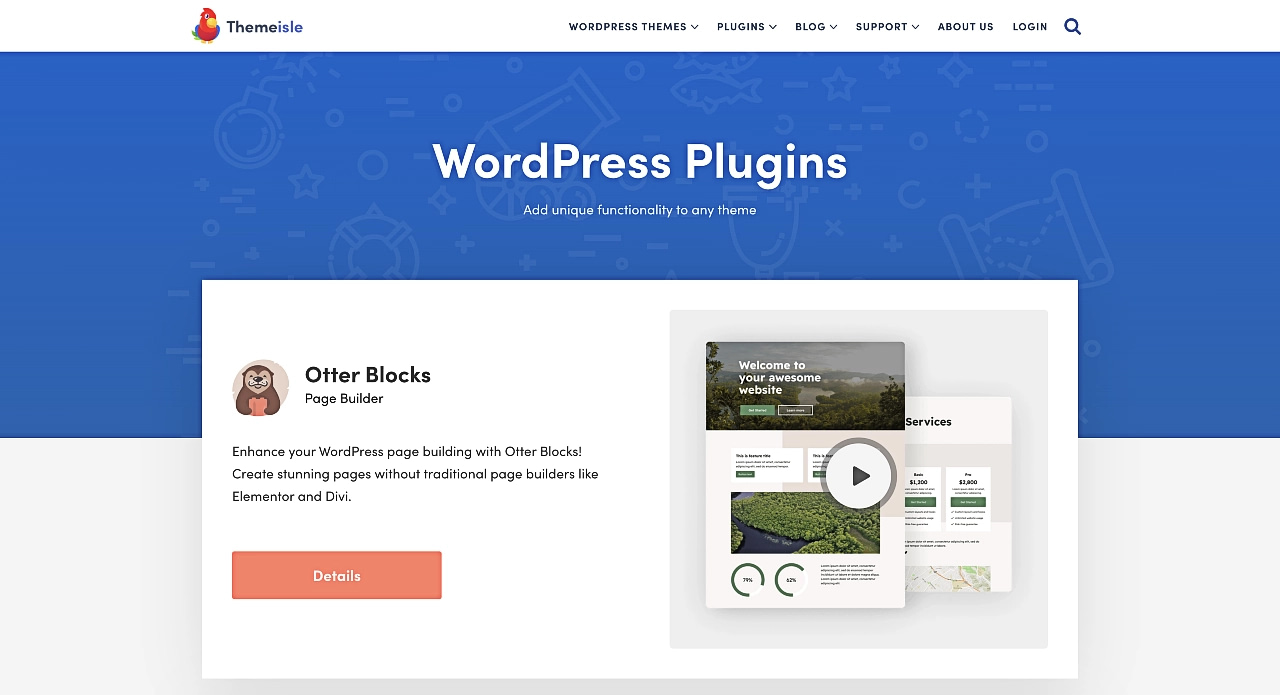 Example of how to sell digital files using WordPress: the Themeisle plugin store.