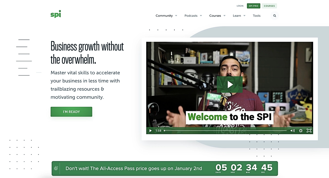 Landing page example from Smart Passive Income.
