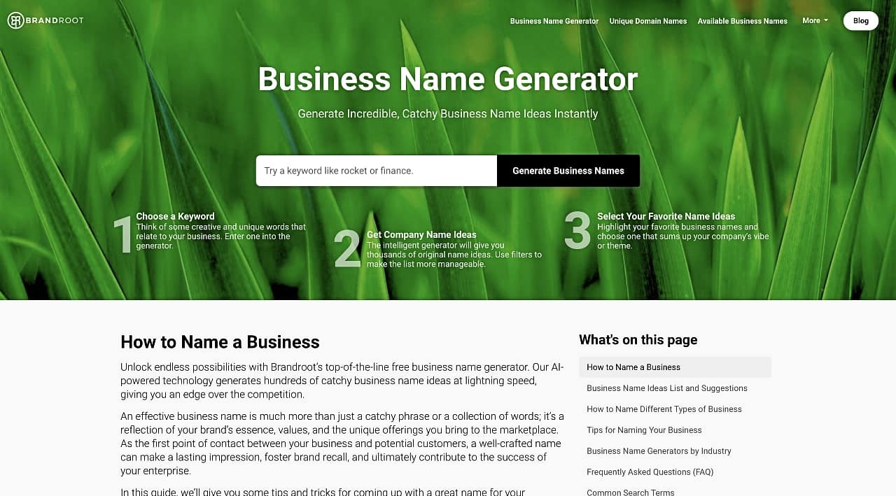 Brandroot business name generator