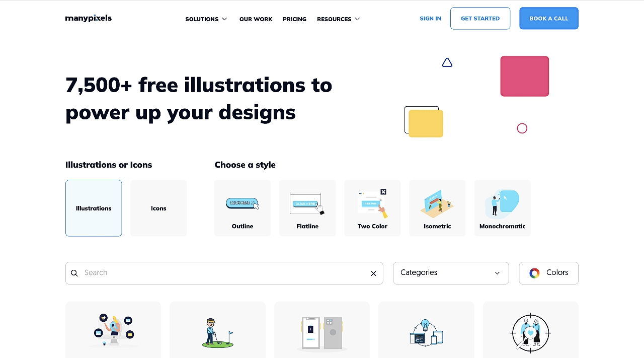 ManyPixels offers over 7,500 illustrations for free