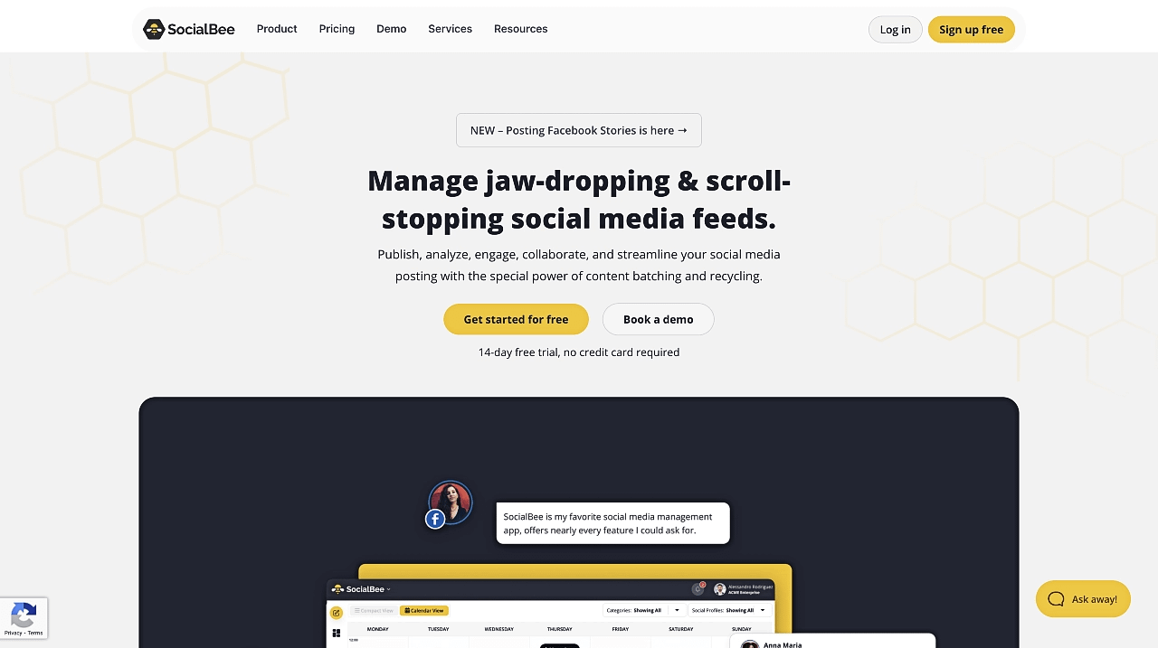 SocialBee homepage
