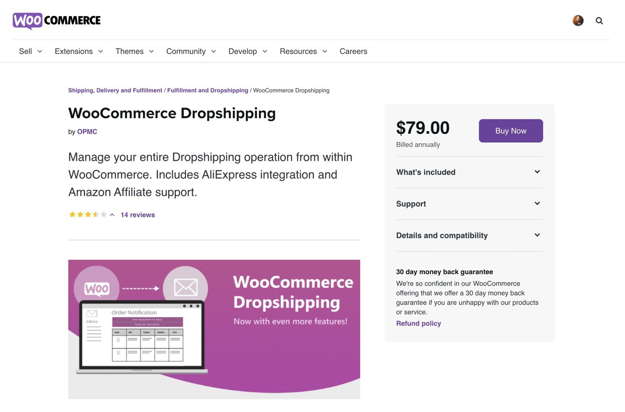 dropship with WordPress using the WooCommerce plugin