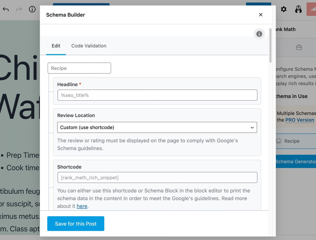 the schema builder.