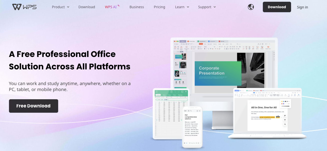 WPS Office makes a great Office 365 alternative.