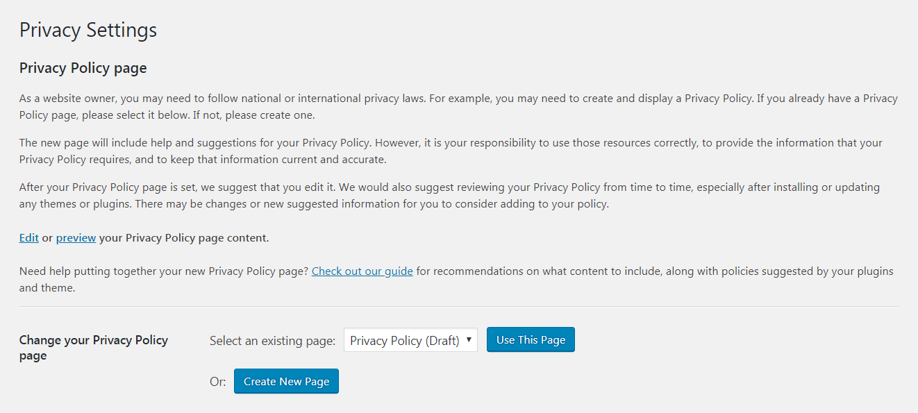 Creating a WordPress privacy policy.