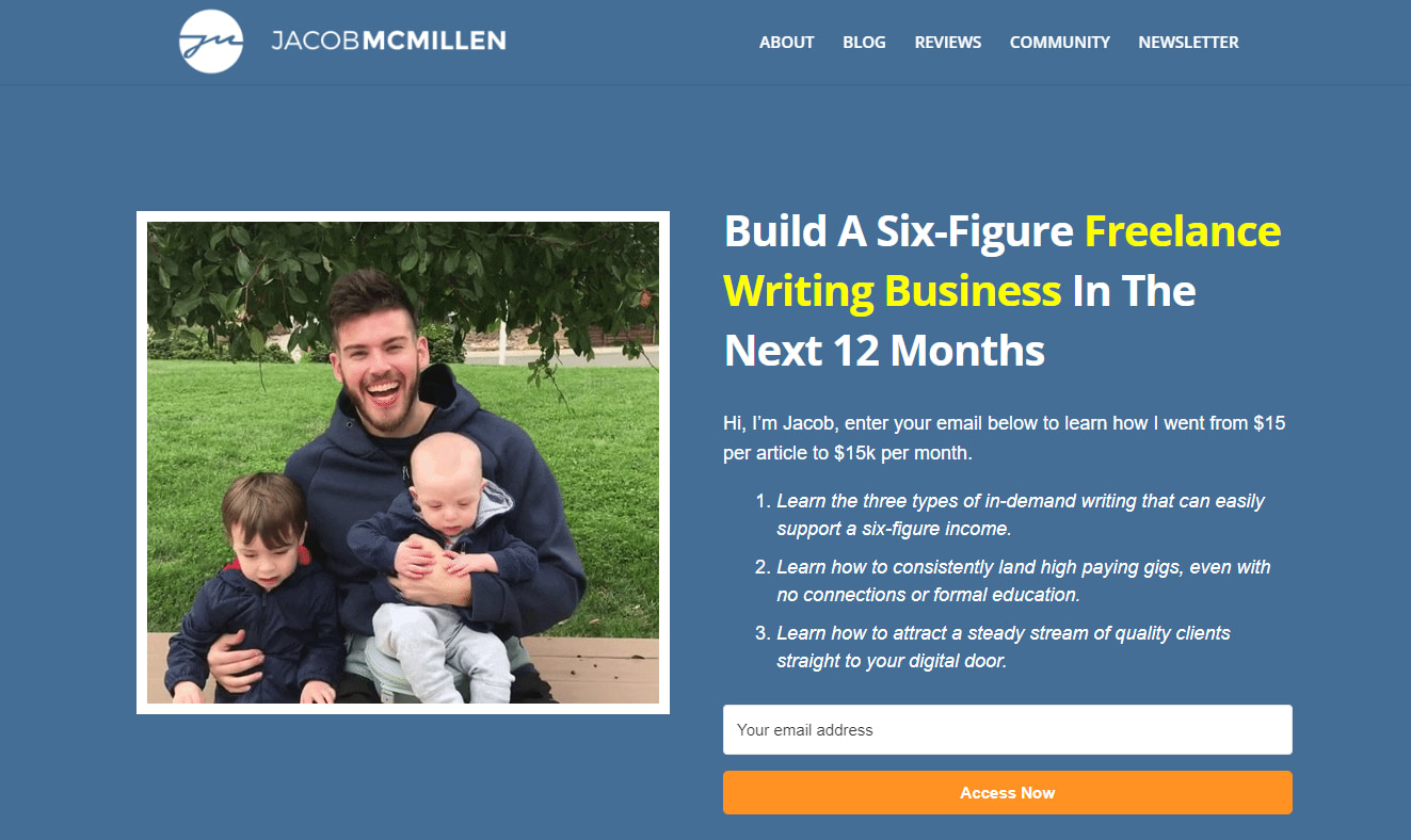 Jacob McMillen is one of the sample WordPress sites on our list that uses the Divi theme.