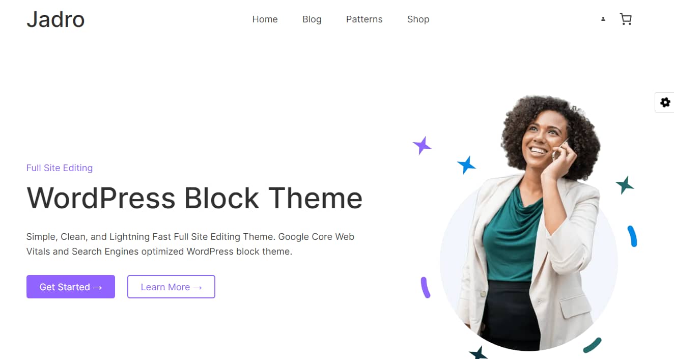 Jadro is one of the most minimalist full site editing themes available.