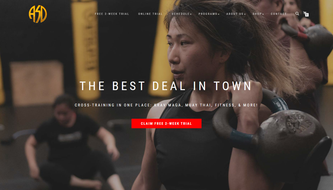Academy Self Defense is a sample WordPress site running on the Neve theme.