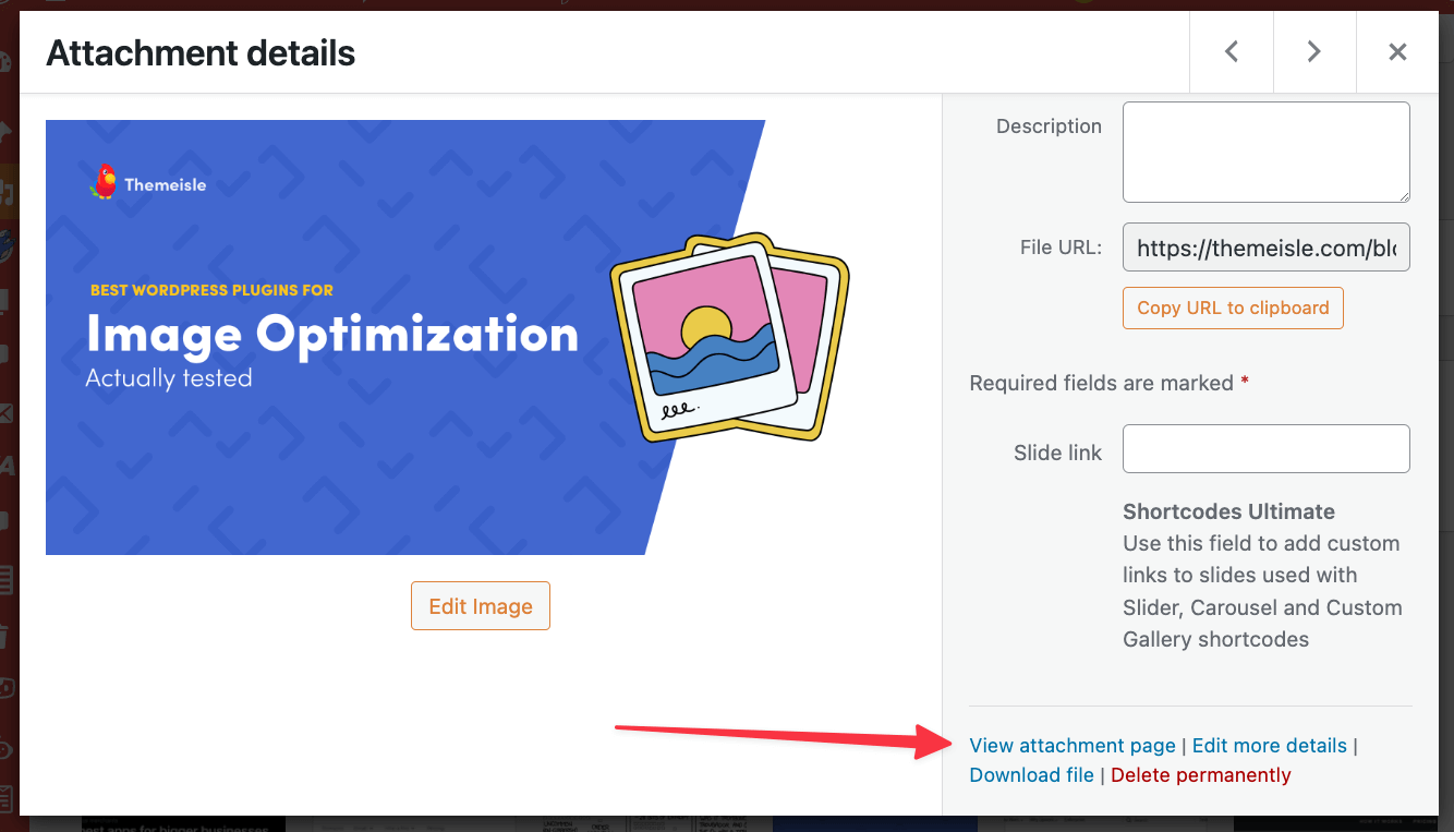 View attachment page in WordPress