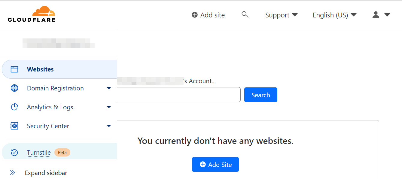 فعال کردن Turnstile از حساب Cloudflare.