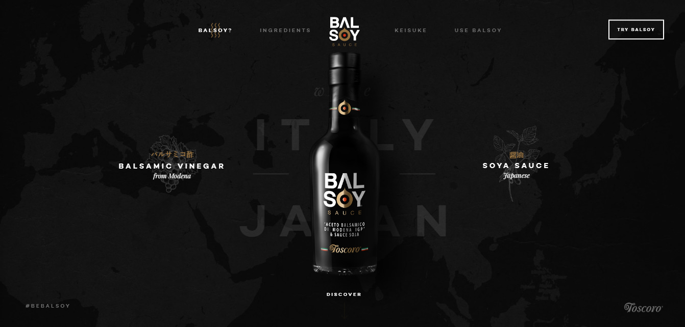 Balsoy website is a one page website example of a company promoting one signature product.