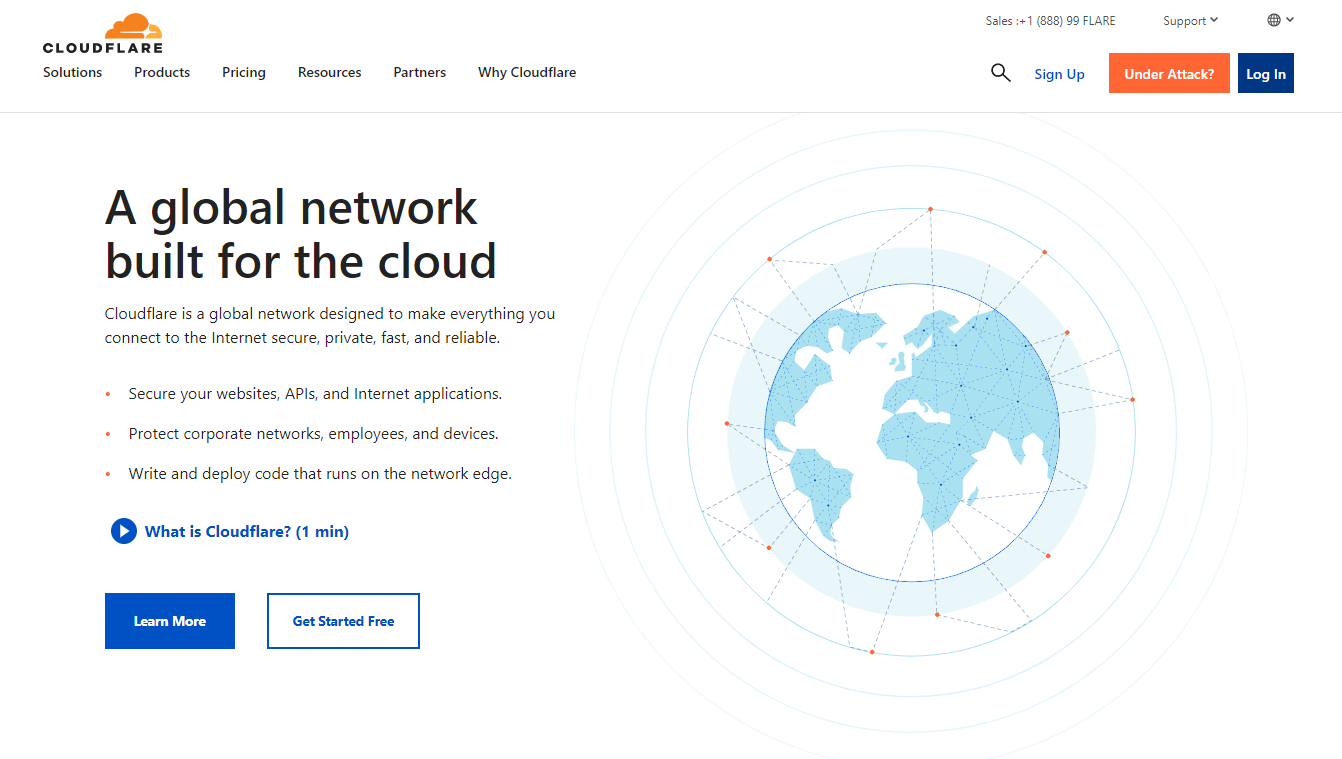 Cloudflare WordPress CDN service with cloud network