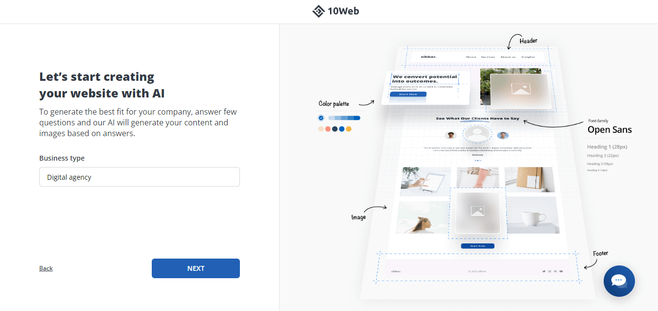 Answering a few questions for 10Web's AI website builders.