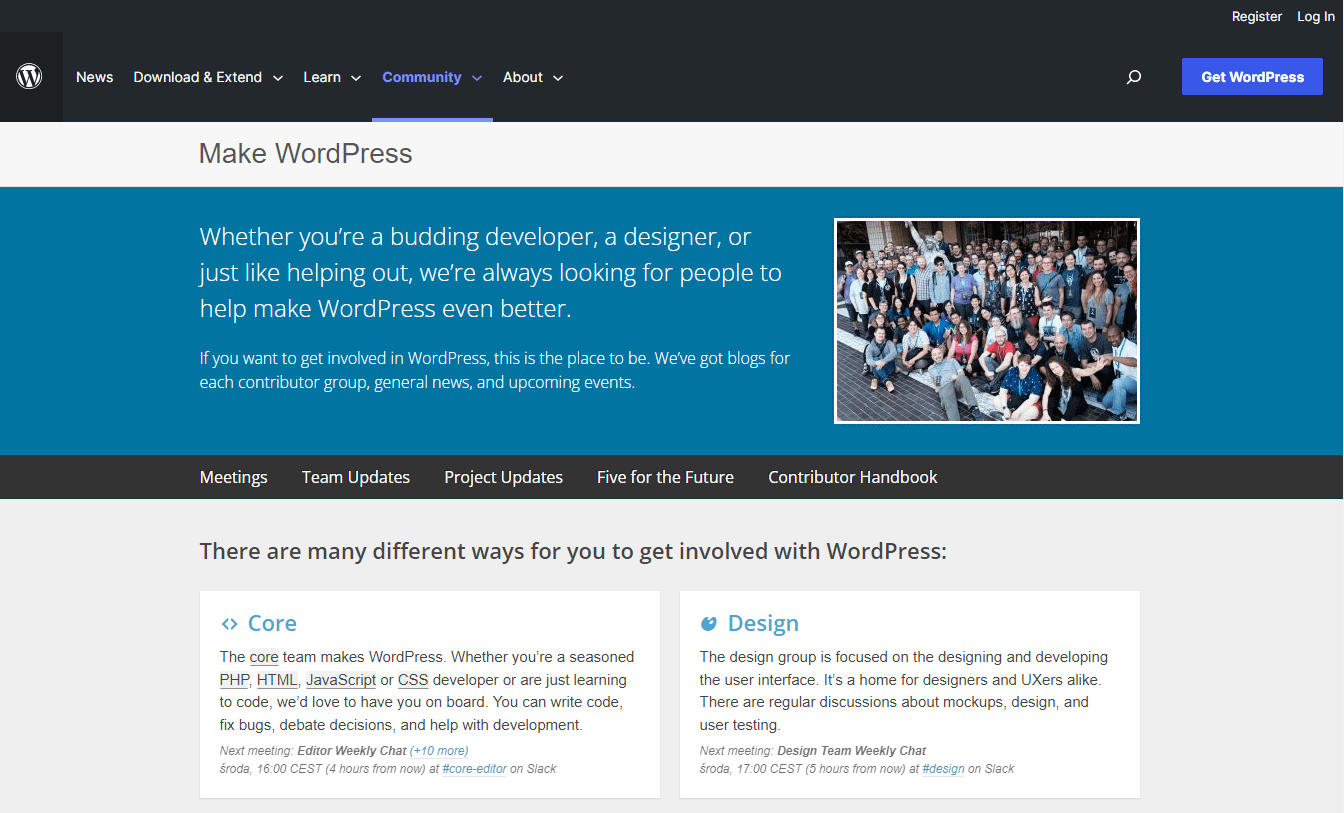 Веб-сайт Make WordPress.