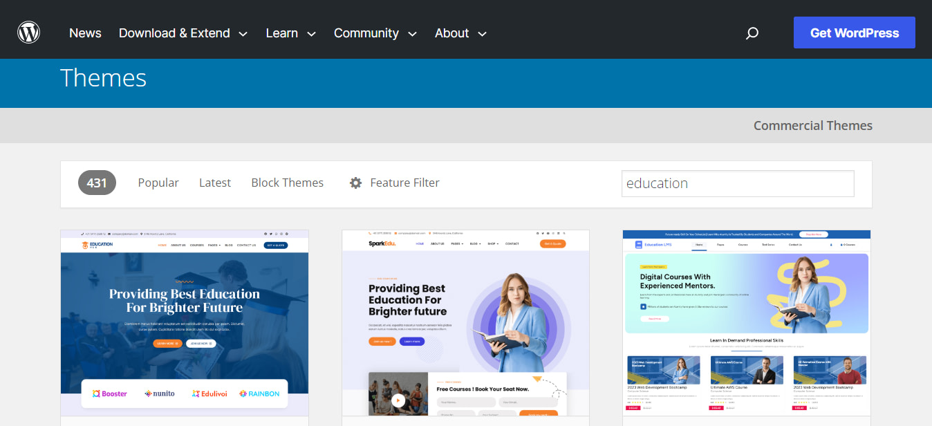Best website builder for teachers: WordPress themes for education sites.