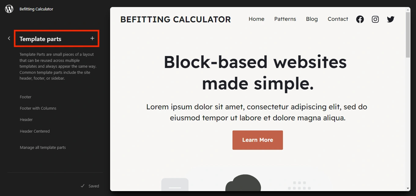 Template Parts in the Full Site Editor.