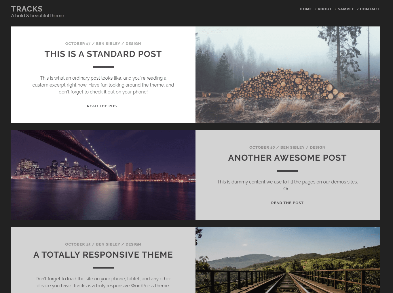 Tracks free WordPress blog theme