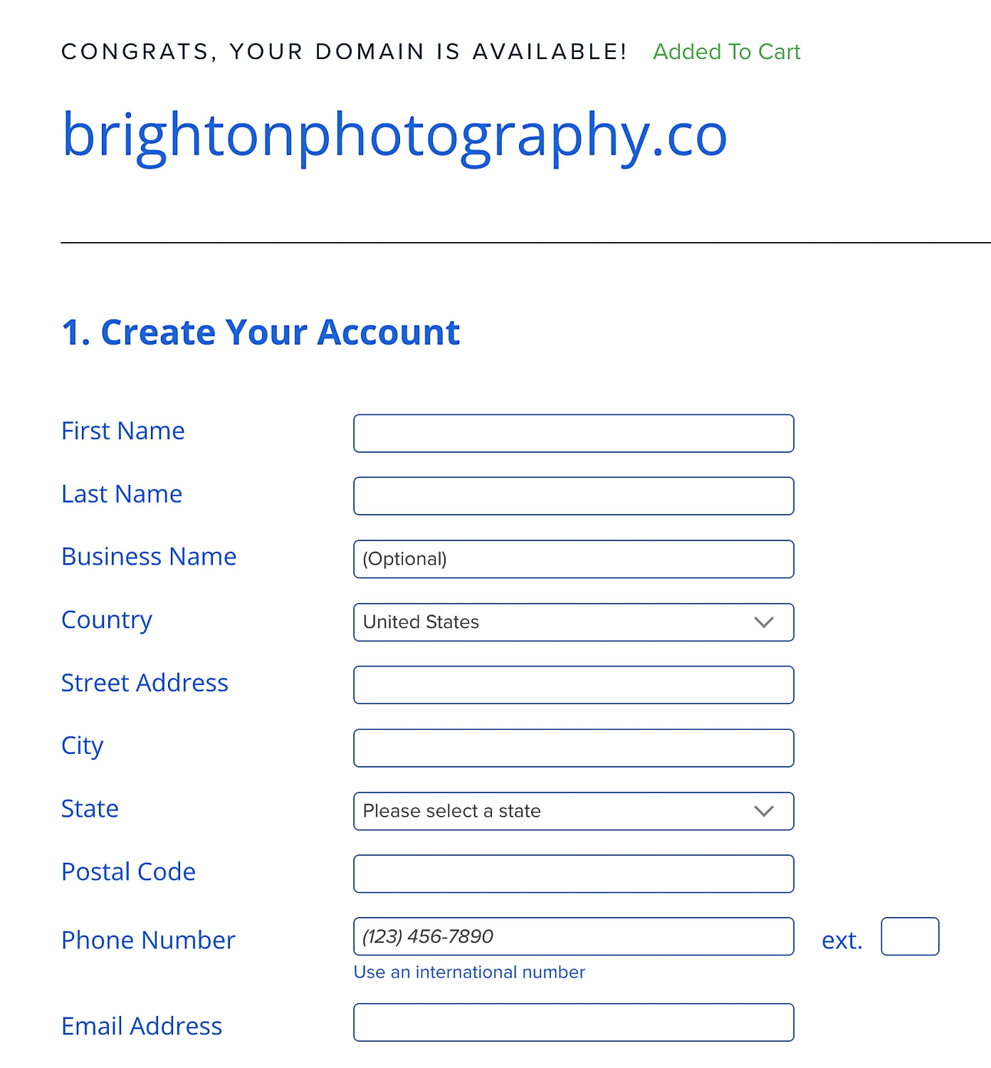Create your account during Bluehost checkout screen.