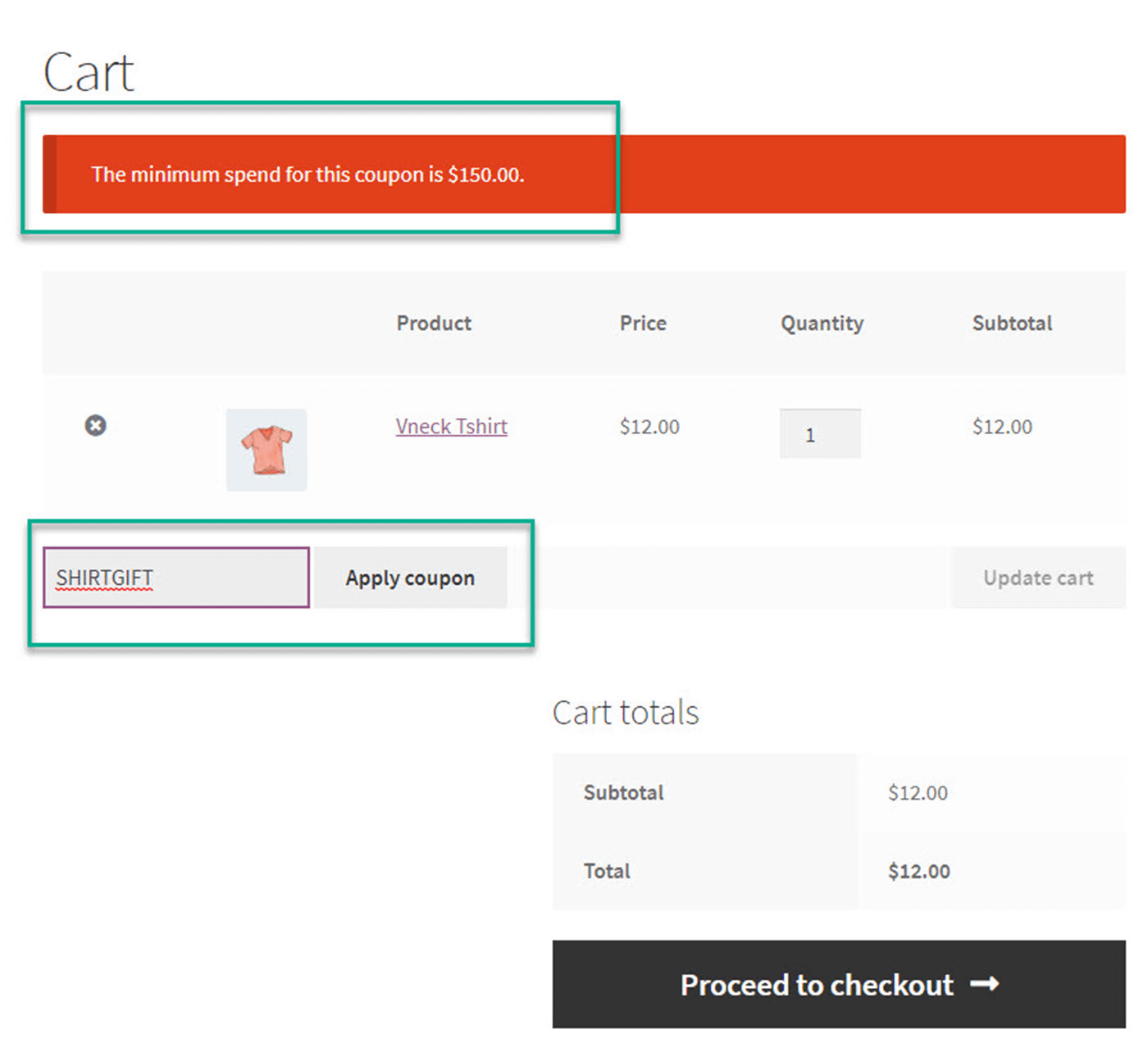 error for WooCommerce free gift coupon