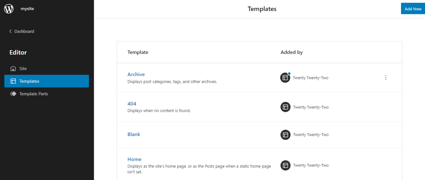Templates for a WordPress block theme. 