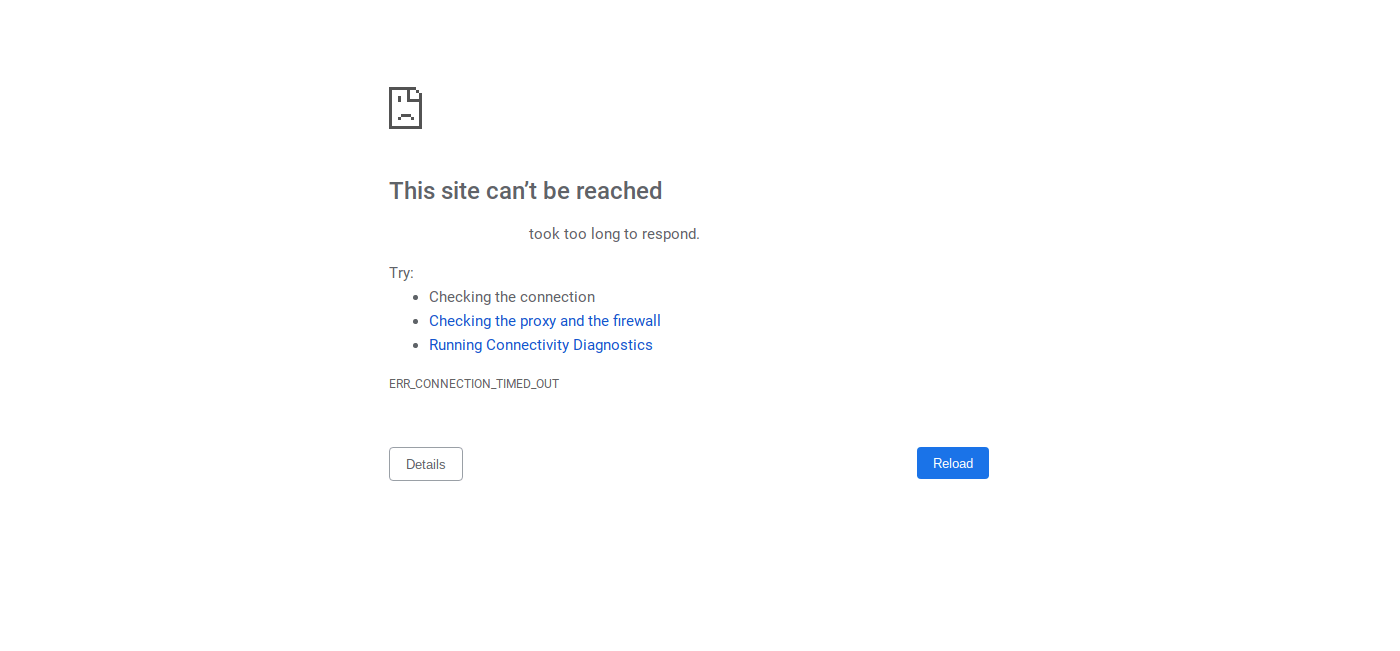 A connection timed out error example.