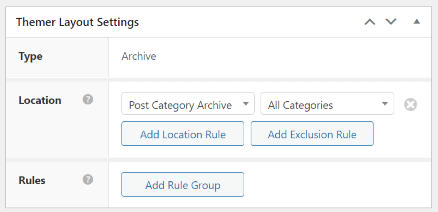 Themer Layout Settings