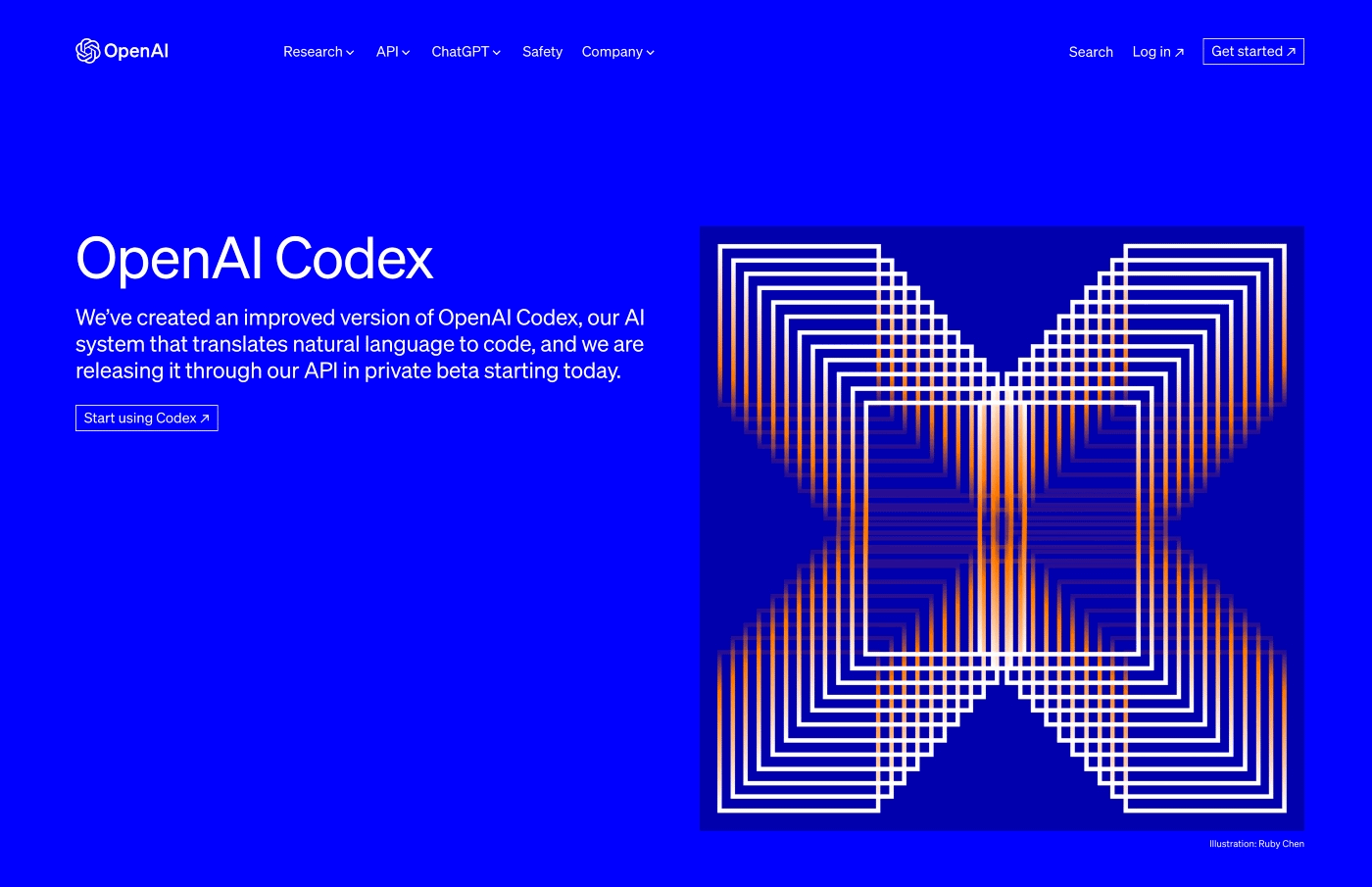 OpenAI Codex homepage.