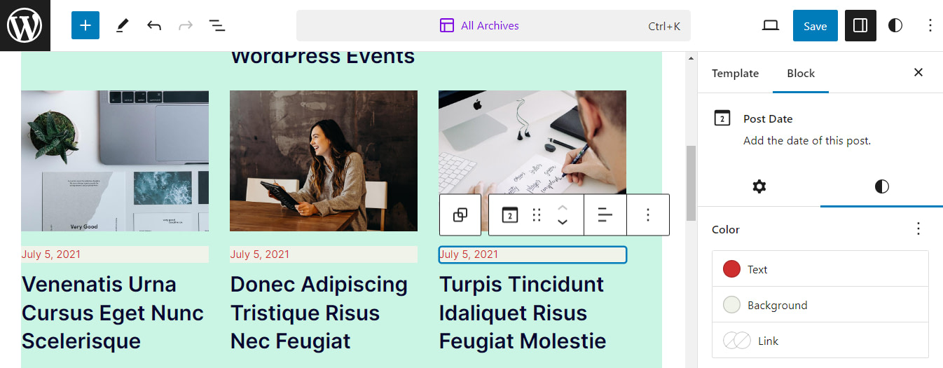 Editing the post date