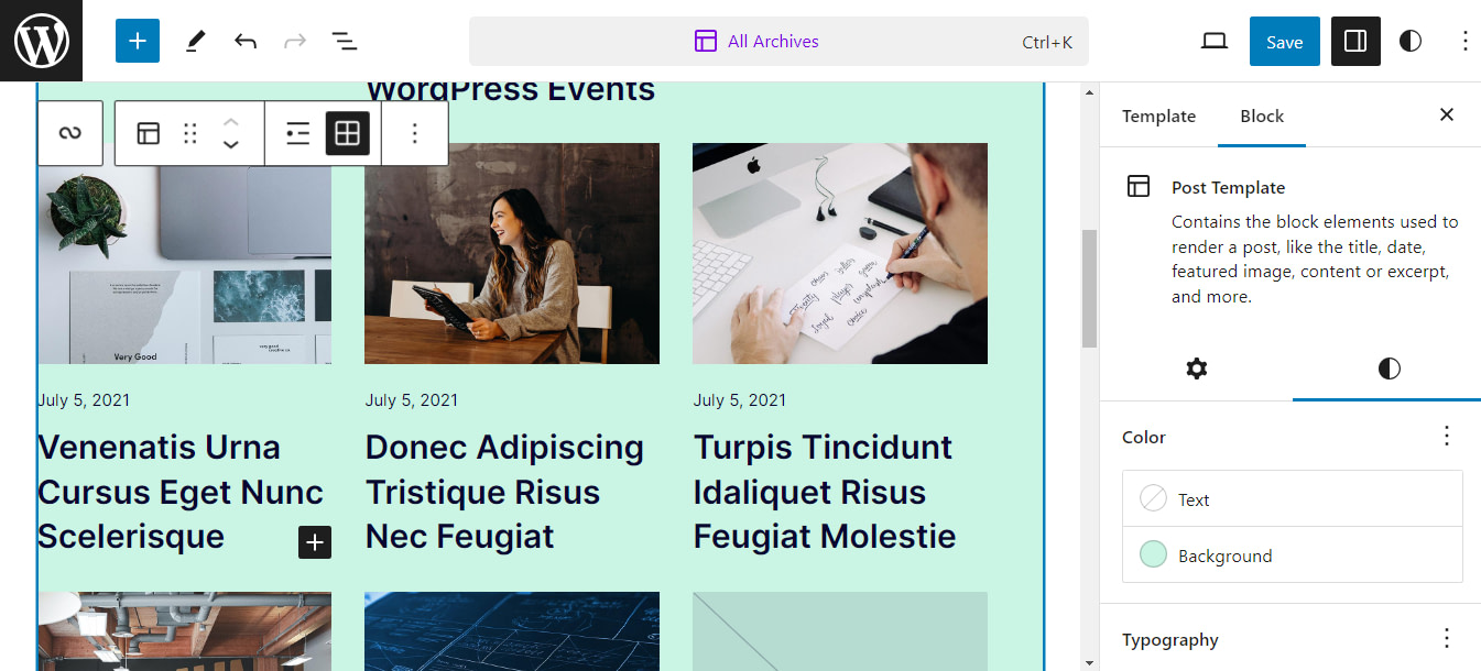 Changing the color background of the post template