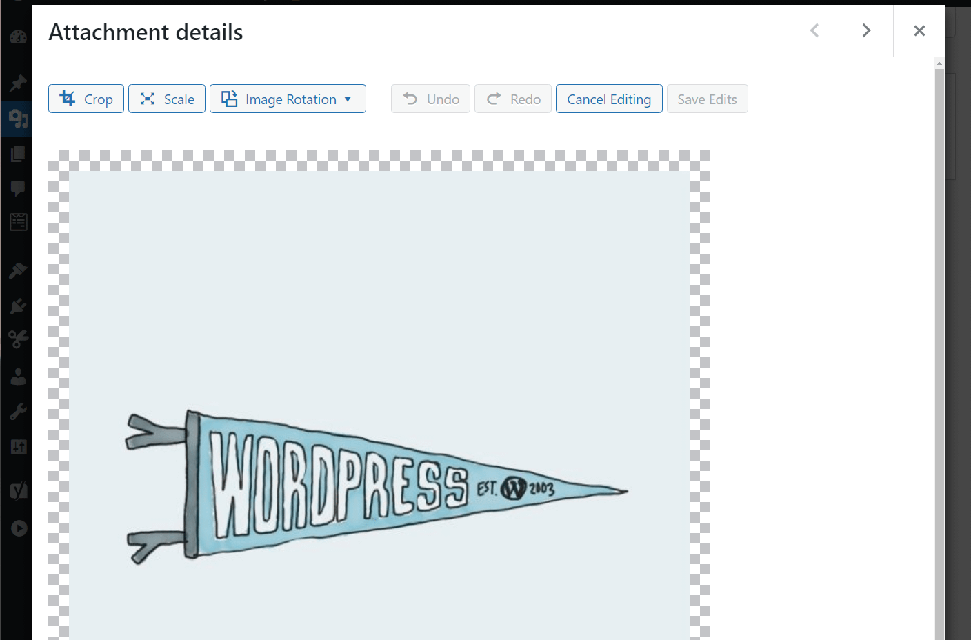 WordPress'te bir resmi yeniden boyutlandırma.