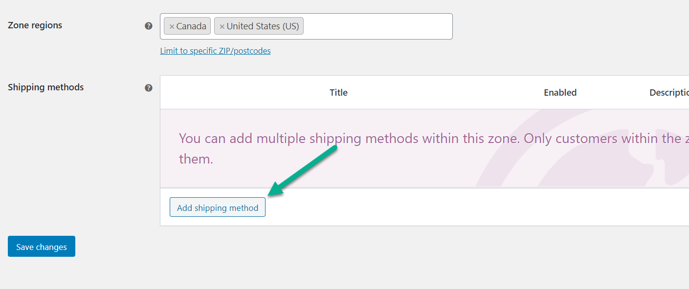 add WooCommerce shipping method