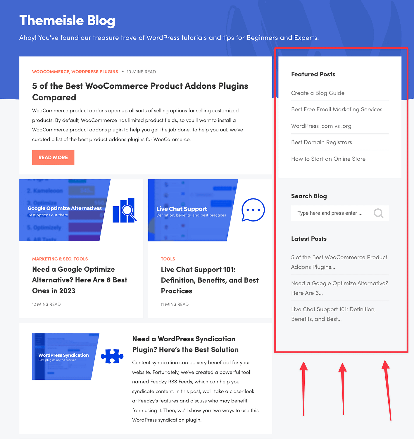 Themeisle blog sidebar