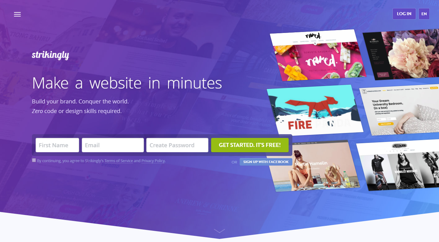 Best website builders: Strikingly.