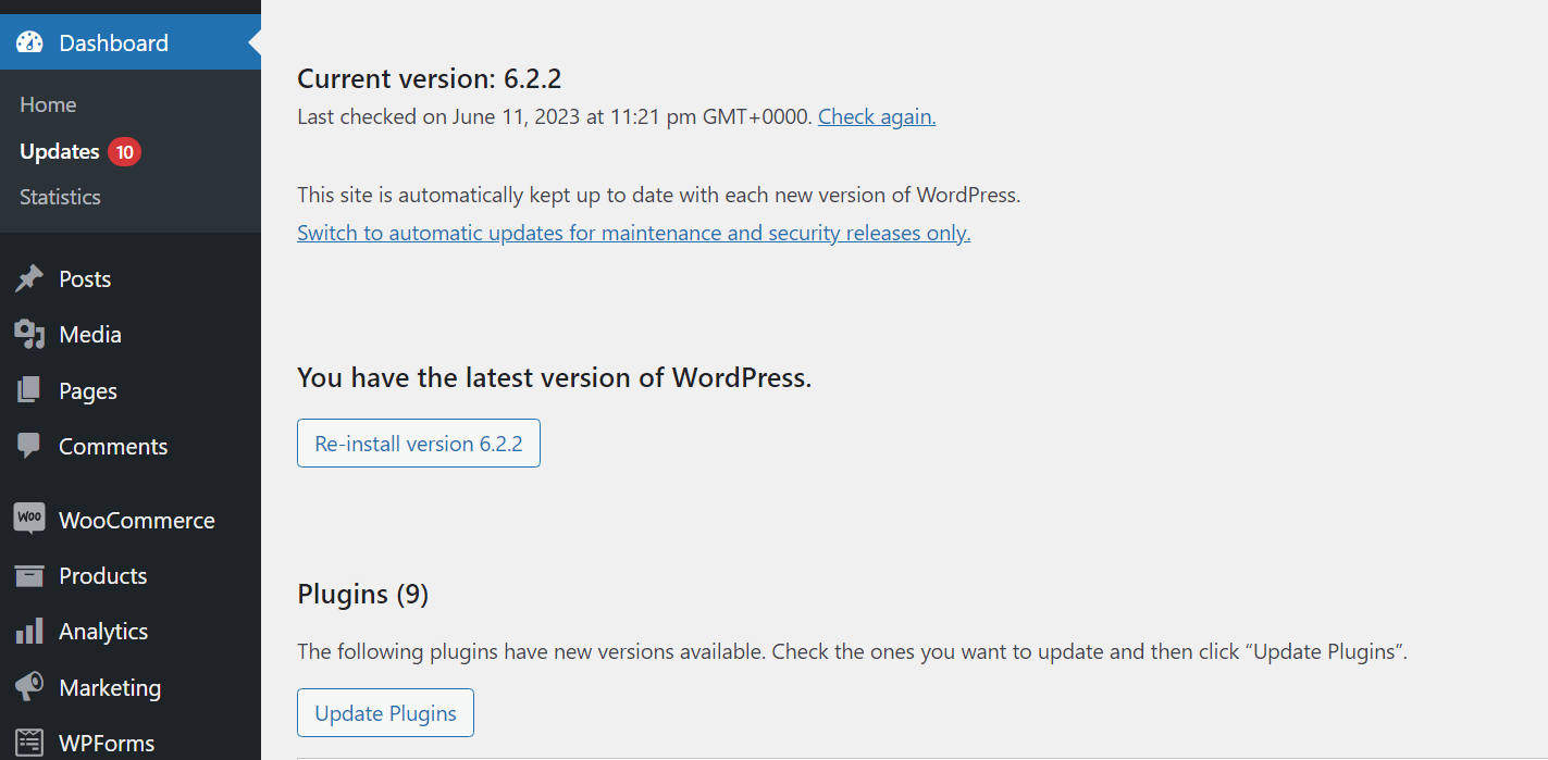 Monitoring updates in WordPress is important for website security testing.